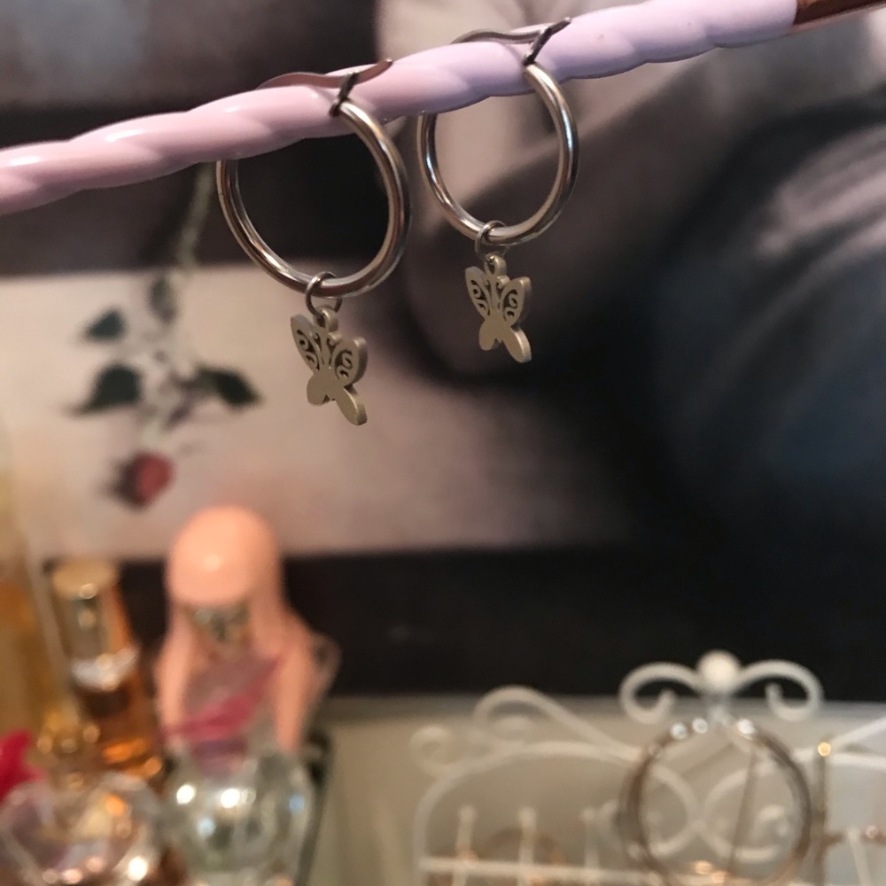Butterfly hoop earrings